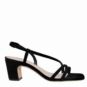 Sandro Mae Suede Block Heel Sandals In Black